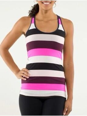 lululemon athletica Striped Racerback Tank - Hot Pink, Maroon, Black, White
